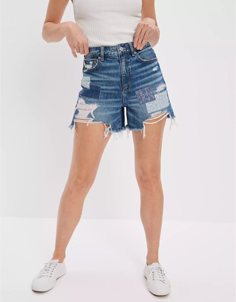 Shorts American Eagle AE Denim Highest Taille Baggy Indigo Femme | LOG-79772967